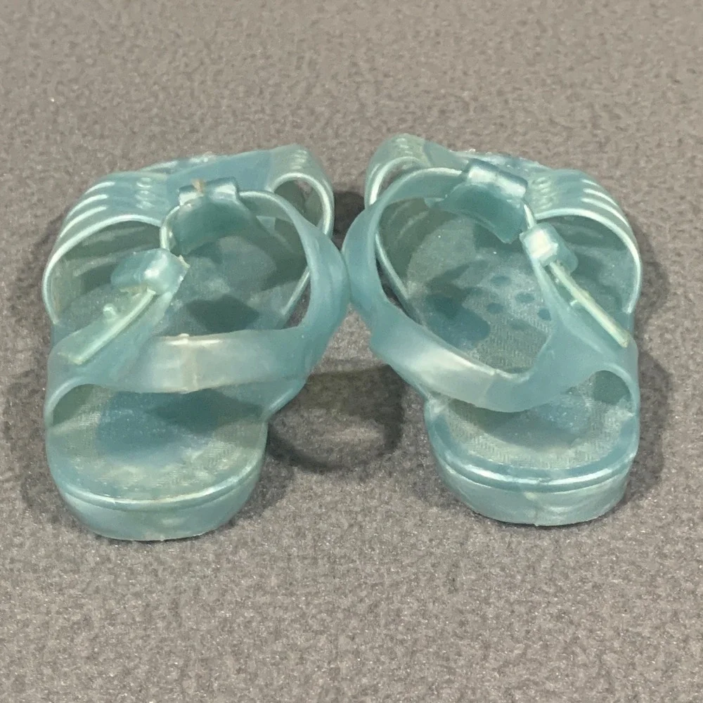 Vintage Jelly Sandals Girls Size 3 Blue T-Strap Cage Toe Retro Shoes USA